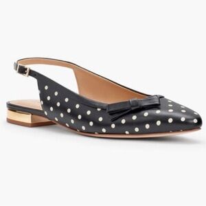 Talbots Black and White Polka Dot Slingback Flats Size 8